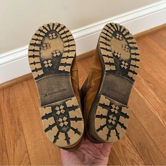 Naturalizer Talley Suede Leather Tan Brown Ankle Buckle Strap Boots Size 8 - Picture 5 of 8